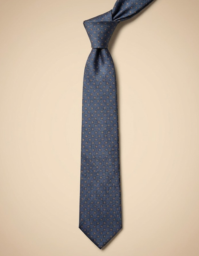 Zijden das met fijn microdessin in blauw