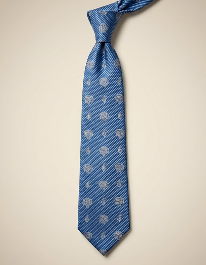 Zijden das met paisleymotief in blauw