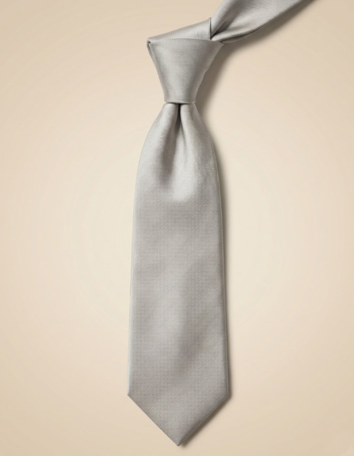 Zijden das met fijne structuur in lichtgrijs