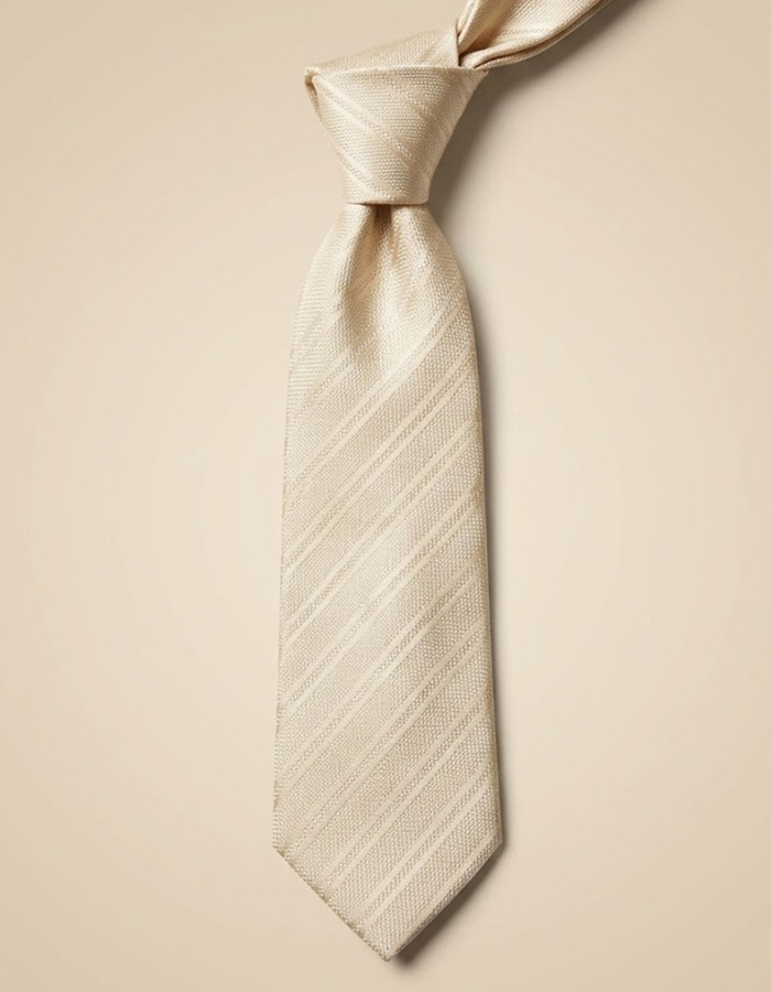 Zijden das met diagonale structuur in ecru