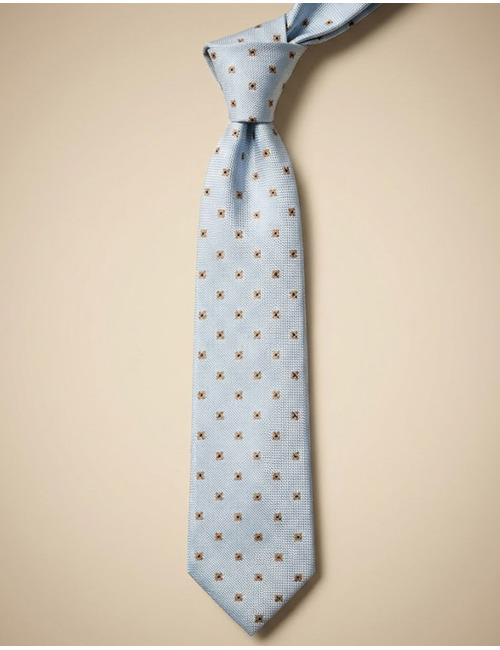 Zijden das met microprint in lichtblauw