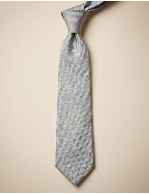 Zijden das met stippen in lichtgrijs