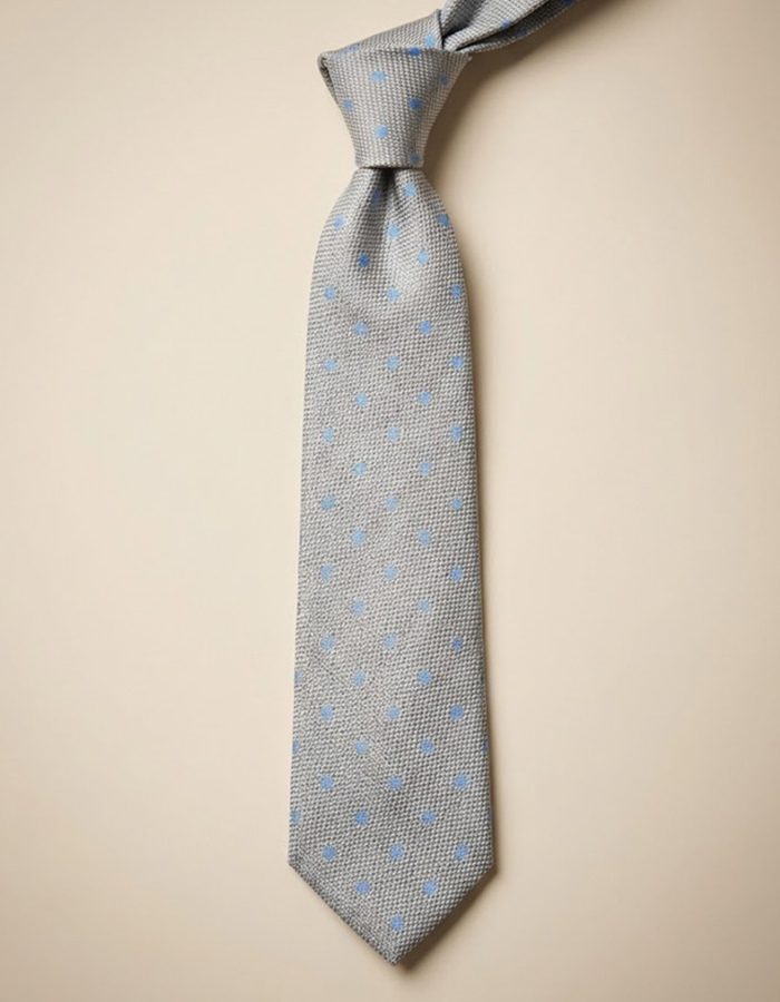 Zijden das met stippen in lichtgrijs