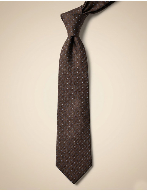 Zijden das met fijne stippen in bruin