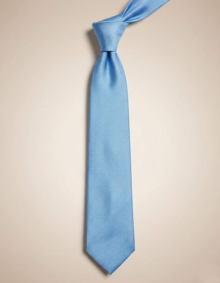 Zijden das in effen lichtblauw