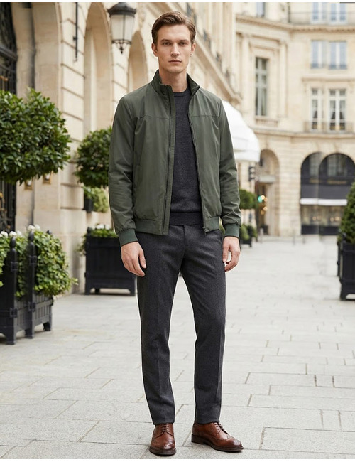 Waterafstotende stretch nylon blouson kaki