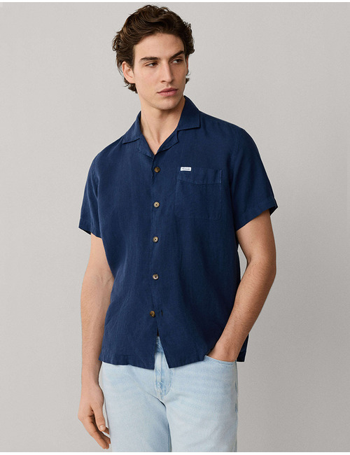 Linnen hemd korte mouw in regular fit 