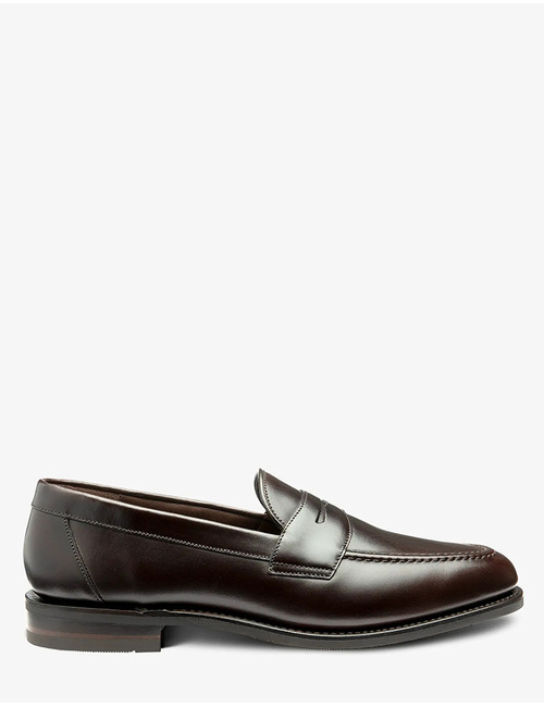 Imperial penny loafer in donkerbruin kalfsleer – F fit – rubber zool