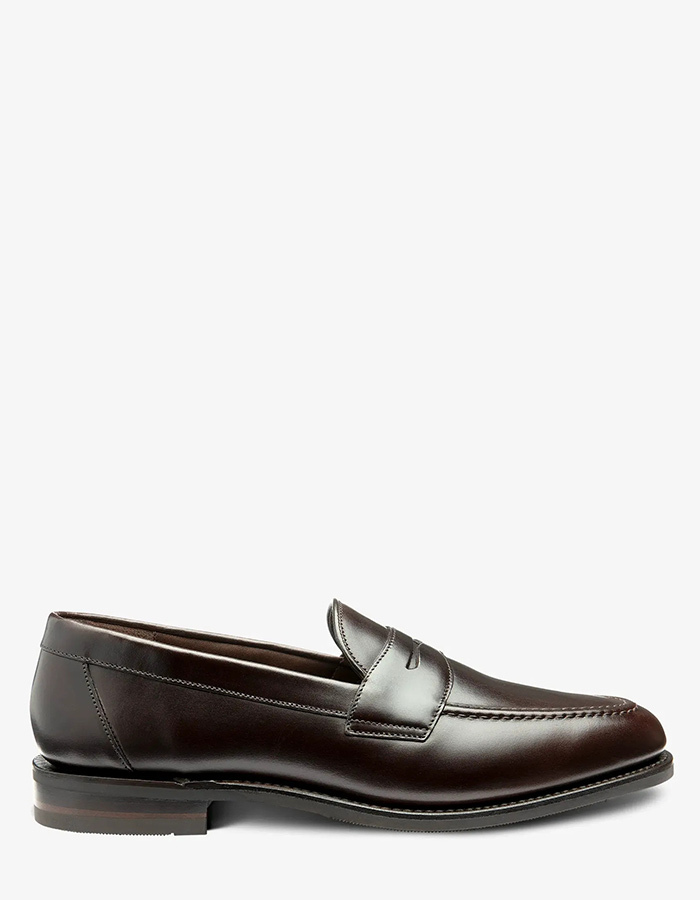 Imperial penny loafer in donkerbruin kalfsleer – F fit – rubber zool
