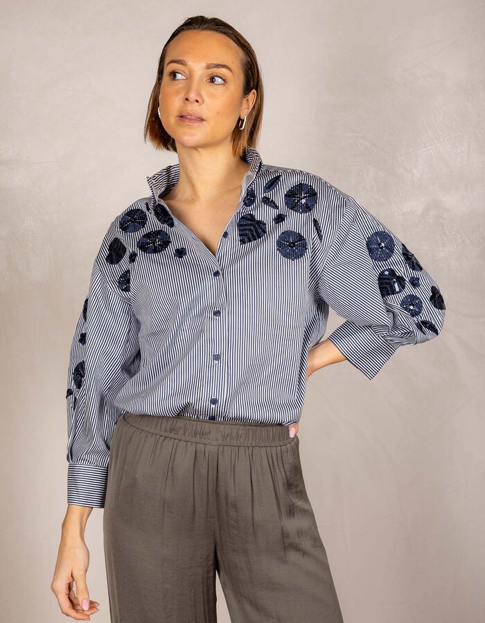 Senso lange mouw bloes navy