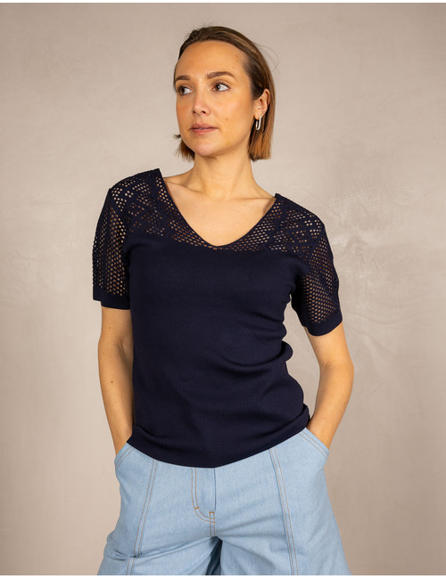 Leo & Ugo korte mouw pull navy