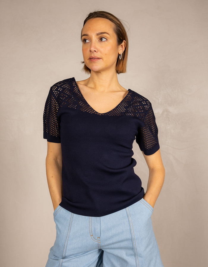 Leo & Ugo korte mouw pull navy