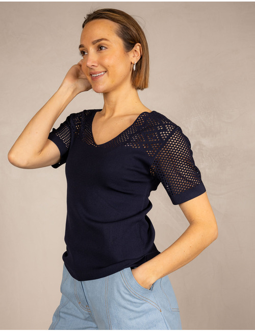 Leo & Ugo korte mouw pull navy