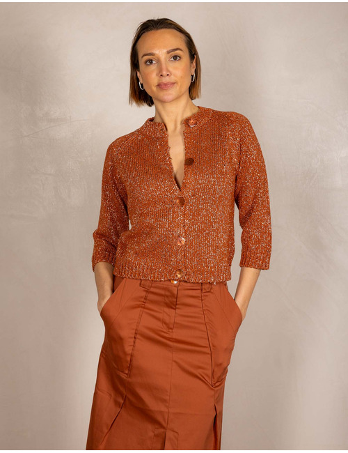 Due Amanti lange mouw gilet roest