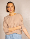 Grazia - Taupe pull met 3/4 raglanmouwen