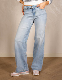 High waist flared jeans met riem