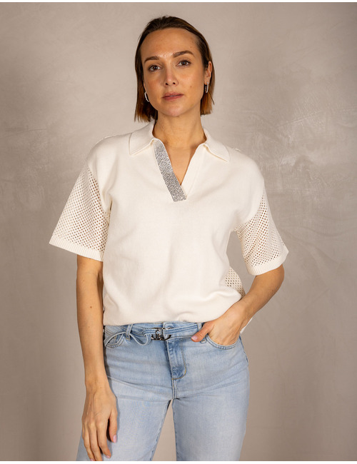 Liu Jo korte mouw bloes ecru