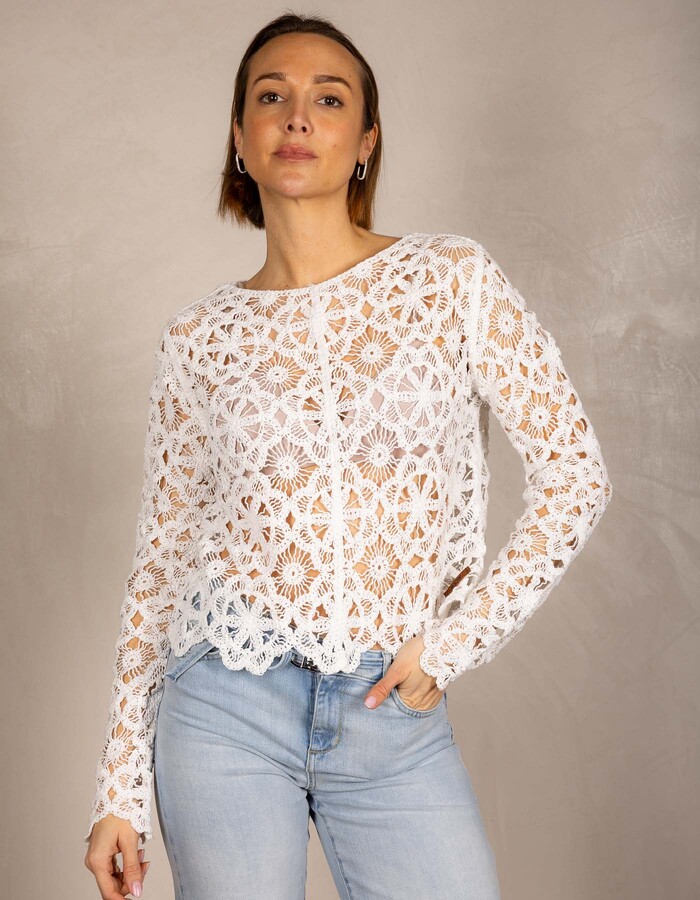 Moscow lange mouw pull ecru