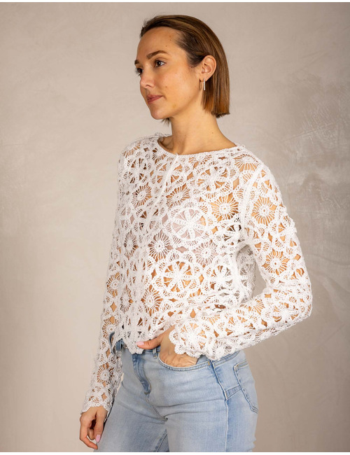 Moscow lange mouw pull ecru