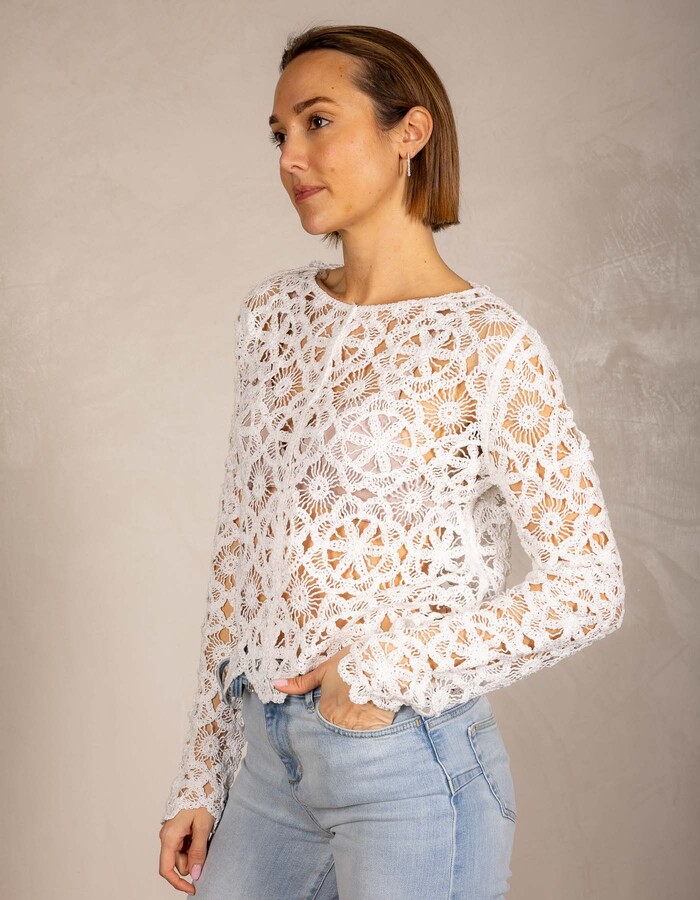 Moscow lange mouw pull ecru