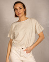 Wies - T shirt met lurex glans en comfortabele pasvorm in zandkleur