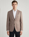 modern fit jersey blazer met ton sur ton carreau taupe