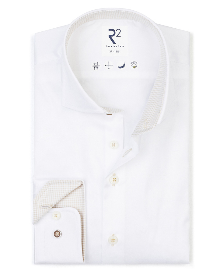 modern fit hemd in organic katoen wit