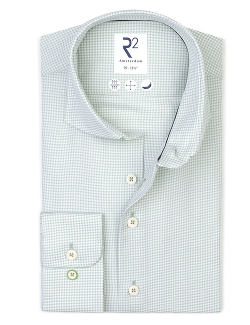 modern fit hemd in katoen groen met microdessin