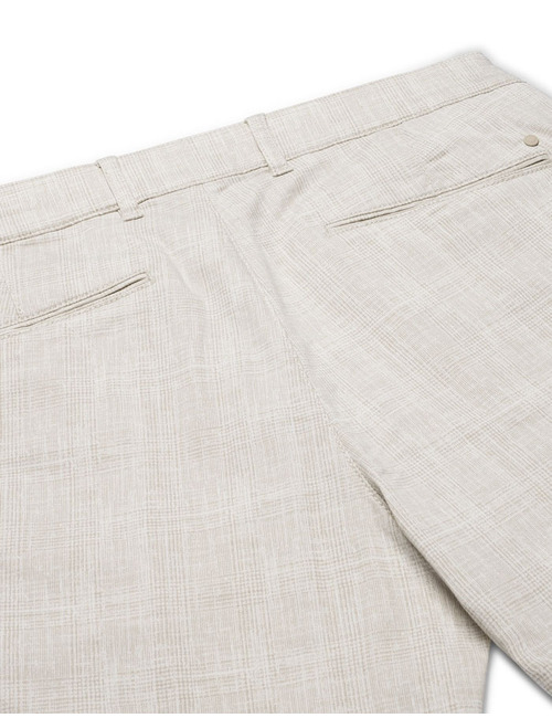 Elegance chino modern fit met ruitdessin beige