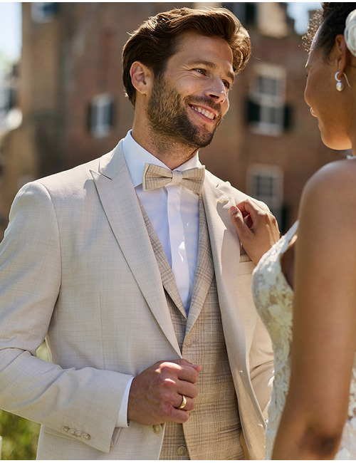 Immediate 3-delig kostuum wolmix modern fit ecru