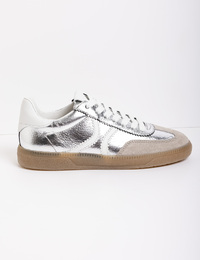 Leren sneaker met metallic afwerking