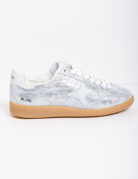 Zilveren leren sneaker met gumzool