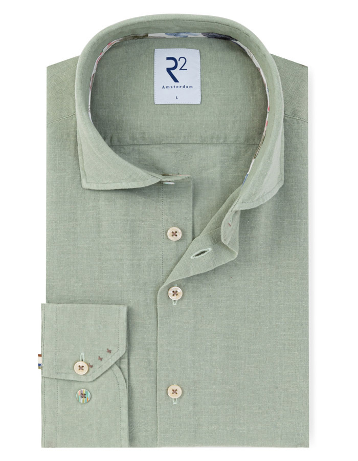 linnen hemd lange mouwen lichtgroen