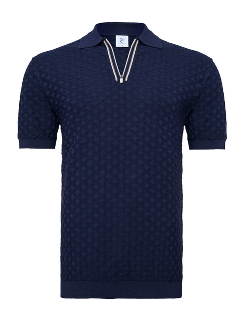 gebreide polo in katoen en modal navy