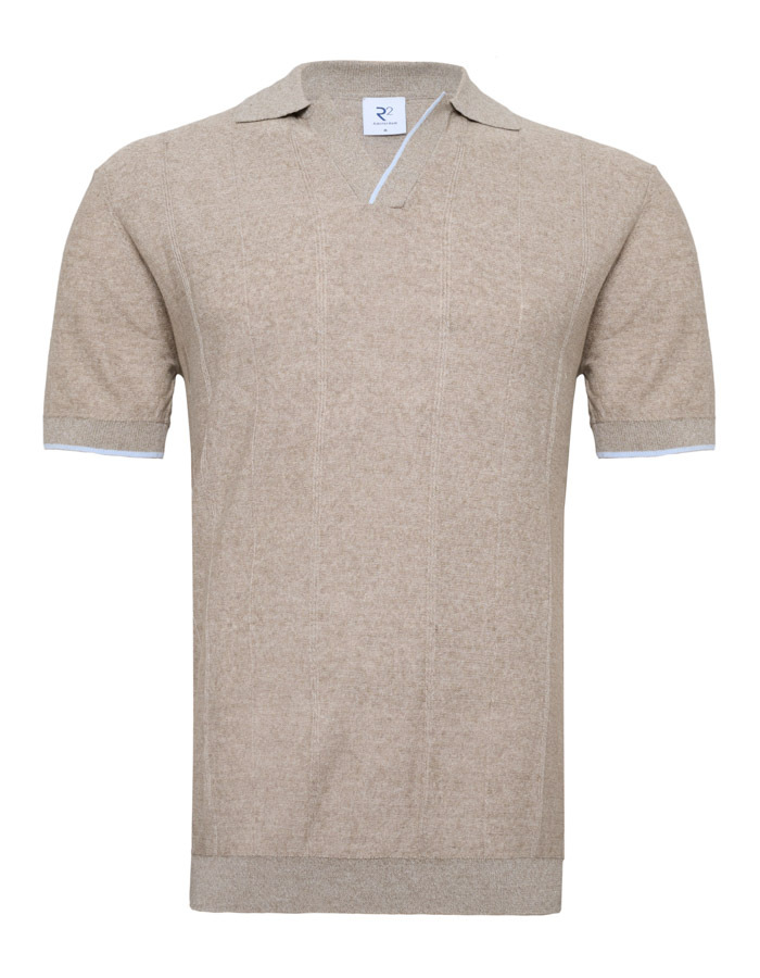 linnen katoenen polo korte mouwen beige
