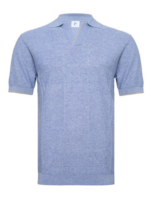  linnen katoenen polo korte mouwen lichtblauw