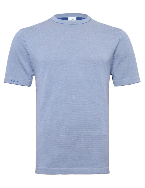 fijngebreid T-shirt in katoen en modal lichtblauw