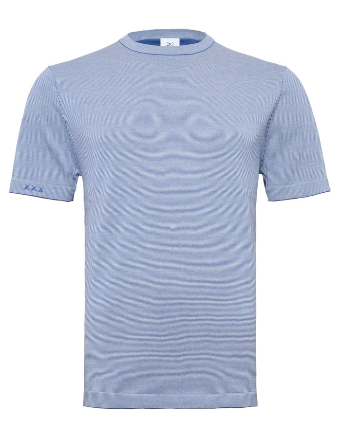 fijngebreid T-shirt in katoen en modal lichtblauw