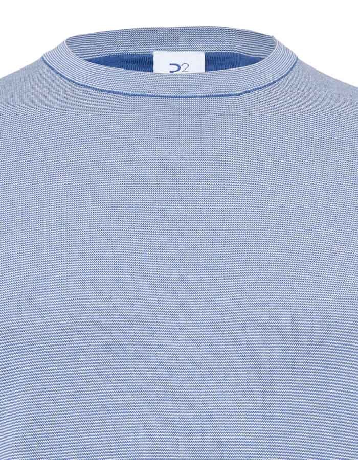 fijngebreid T-shirt in katoen en modal lichtblauw