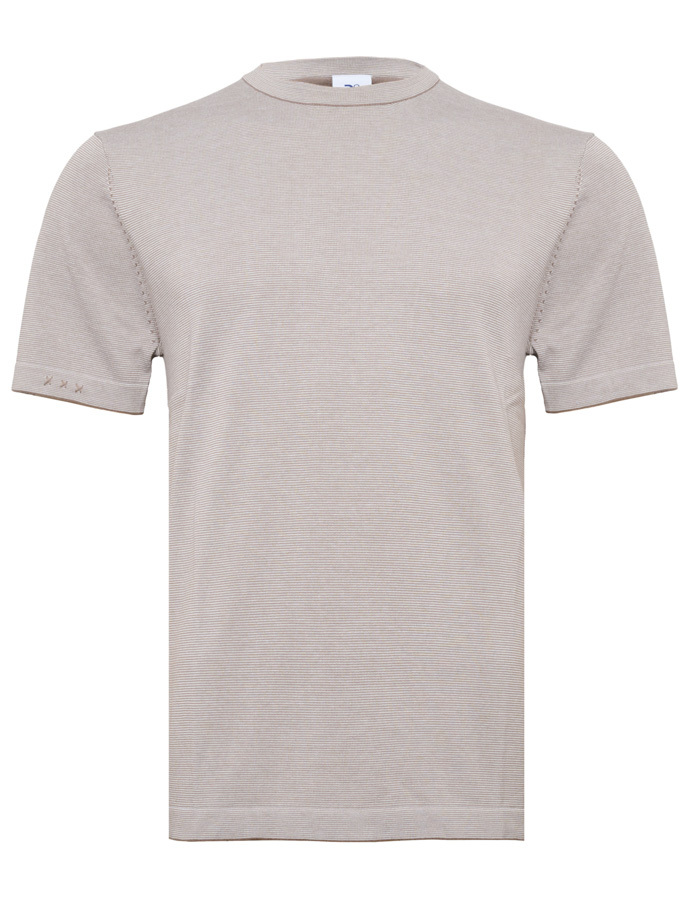 fijngebreid T-shirt in katoen en modal taupe