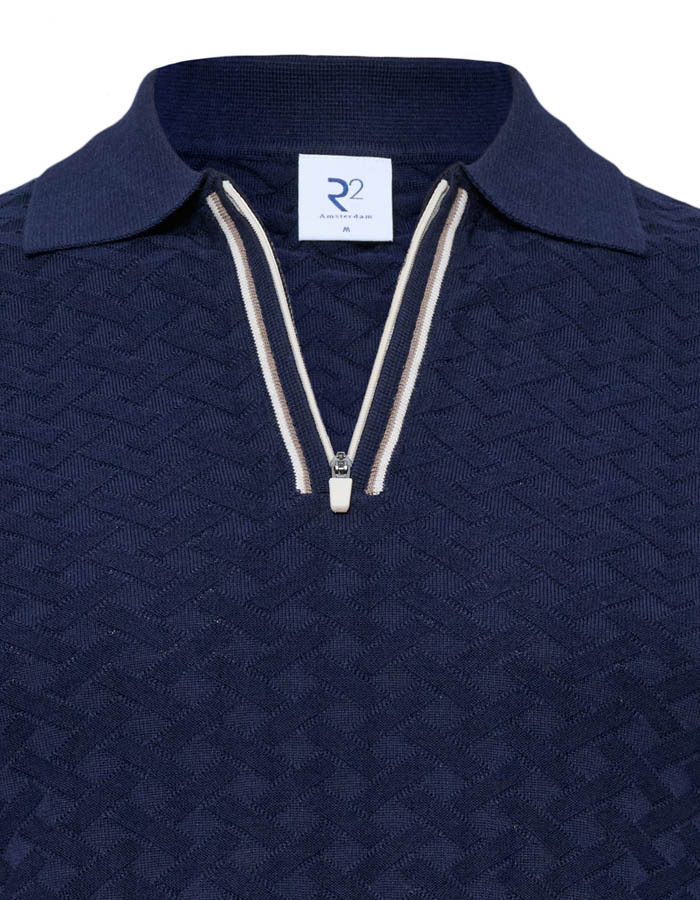 gebreide polo in katoen en modal navy
