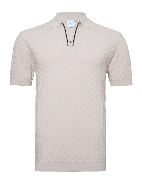 gebreide polo in katoen en modal beige