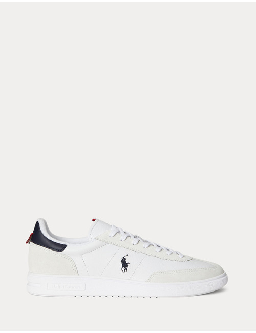 Bedford leren sneaker met suède details wit navy rood