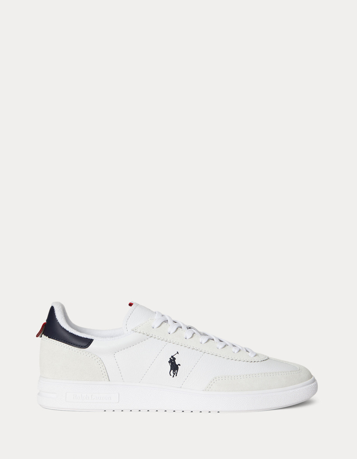 Bedford leren sneaker met suède details wit navy rood