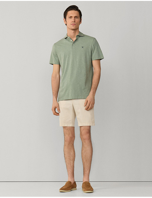 Classic fit linnen polo korte mouwen sage green