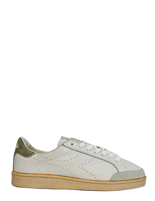 Prestige Plain Used sneaker in leer met suède details kiwi green