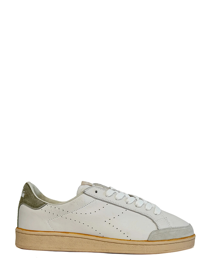 Prestige Plain Used sneaker in leer met suède details kiwi green