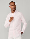 Tailored fit linnen hemd met streep baby pink