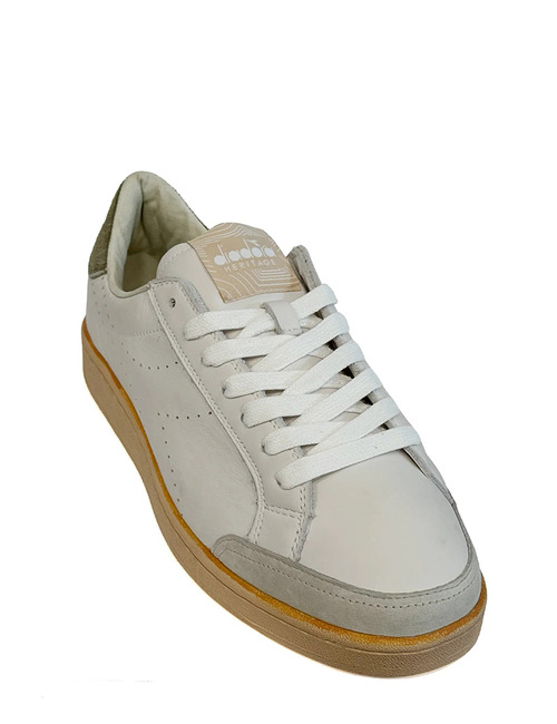 Prestige Plain Used sneaker in leer met suède details kiwi green