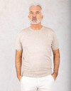 KBIS26 M17 fijngebreide trui korte mouwen zand